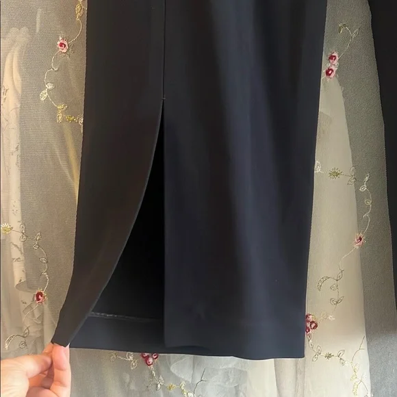 The Row Midnight Navy Black pant with ankle slit detail